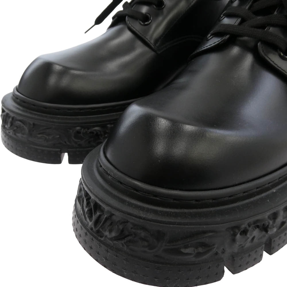 LOUIS VUITTON ルイ・ヴィトン BM0262 LVバロックライン レザー ダービー シューズ ブラック系 7.5【極上美品】【中古】