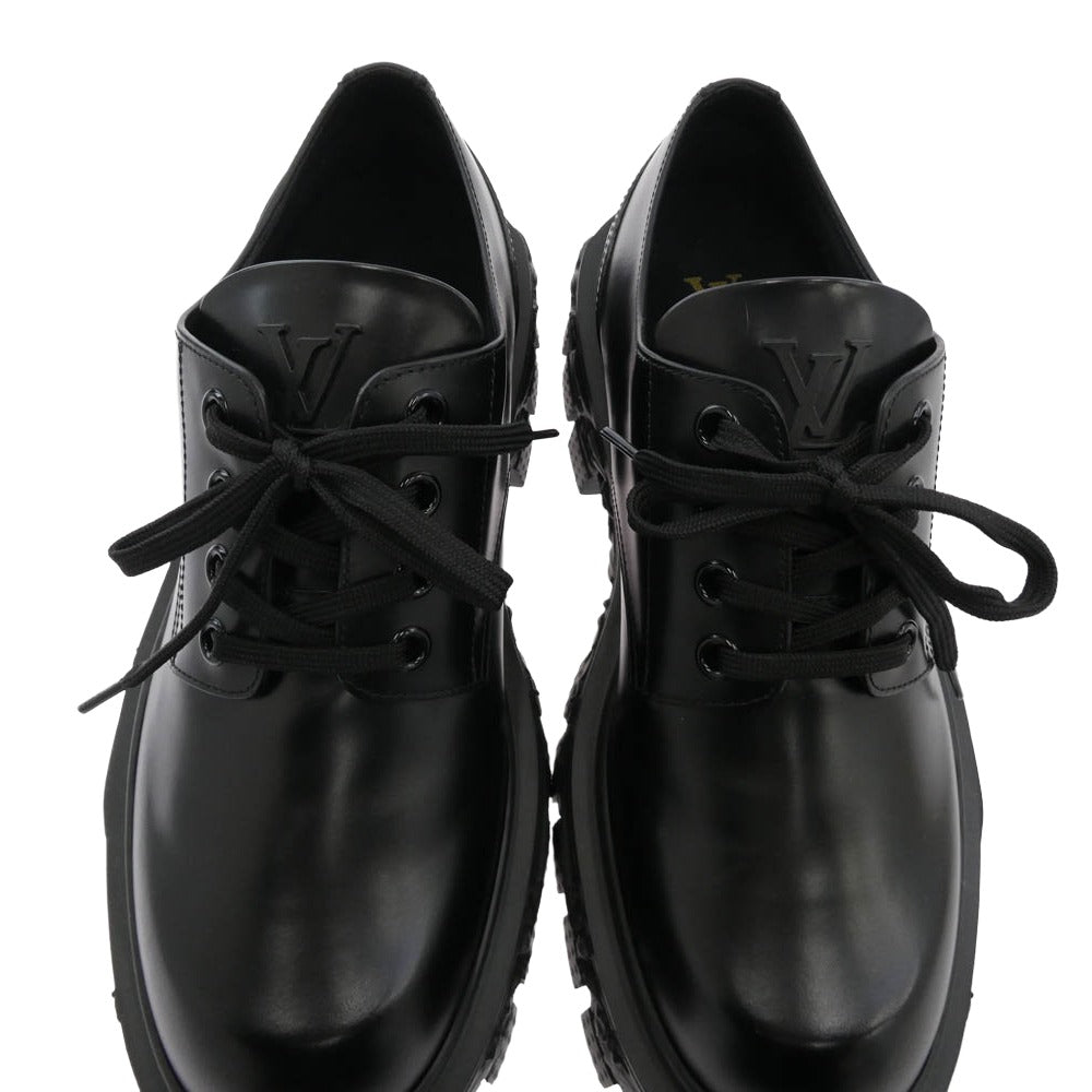 LOUIS VUITTON ルイ・ヴィトン BM0262 LVバロックライン レザー ダービー シューズ ブラック系 7.5【極上美品】【中古】
