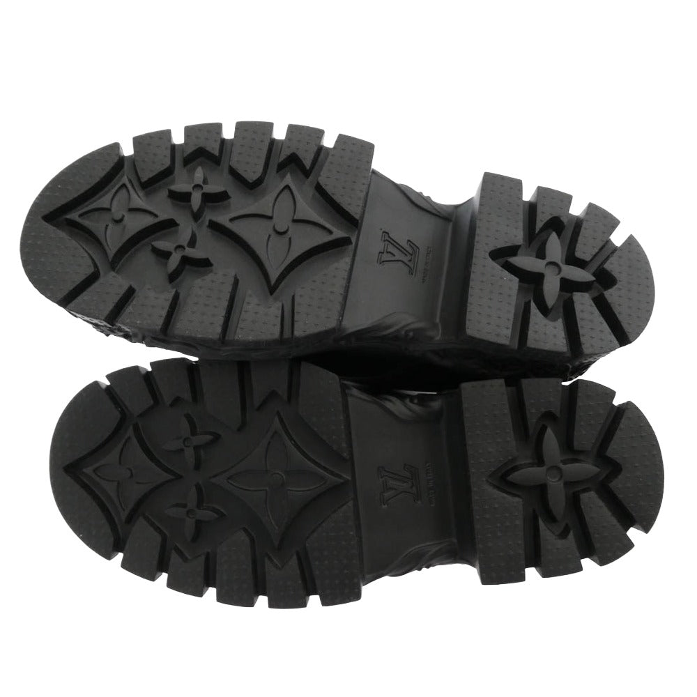 LOUIS VUITTON ルイ・ヴィトン BM0262 LVバロックライン レザー ダービー シューズ ブラック系 7.5【極上美品】【中古】