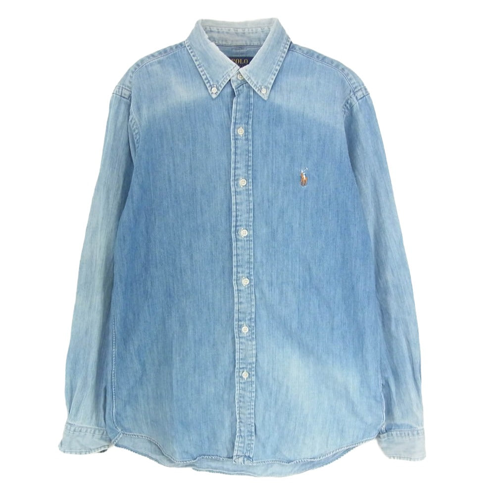 POLO RALPH LAUREN ポロ・ラルフローレン ボタンダウン BD デニム シャツ インディゴブルー系 S【中古】