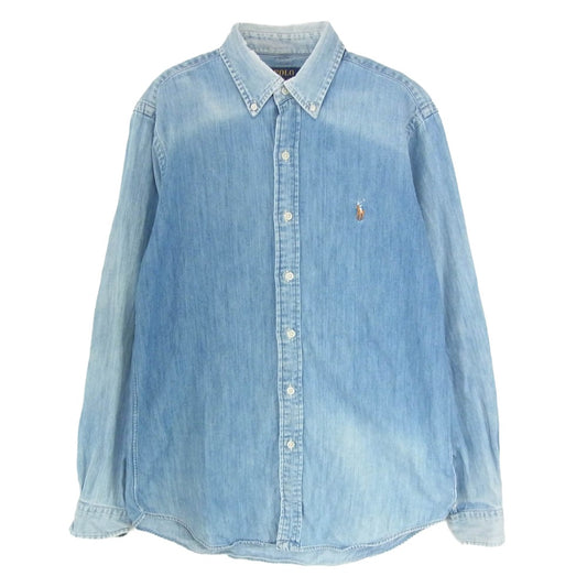 POLO RALPH LAUREN ポロ・ラルフローレン ボタンダウン BD デニム シャツ インディゴブルー系 S【中古】