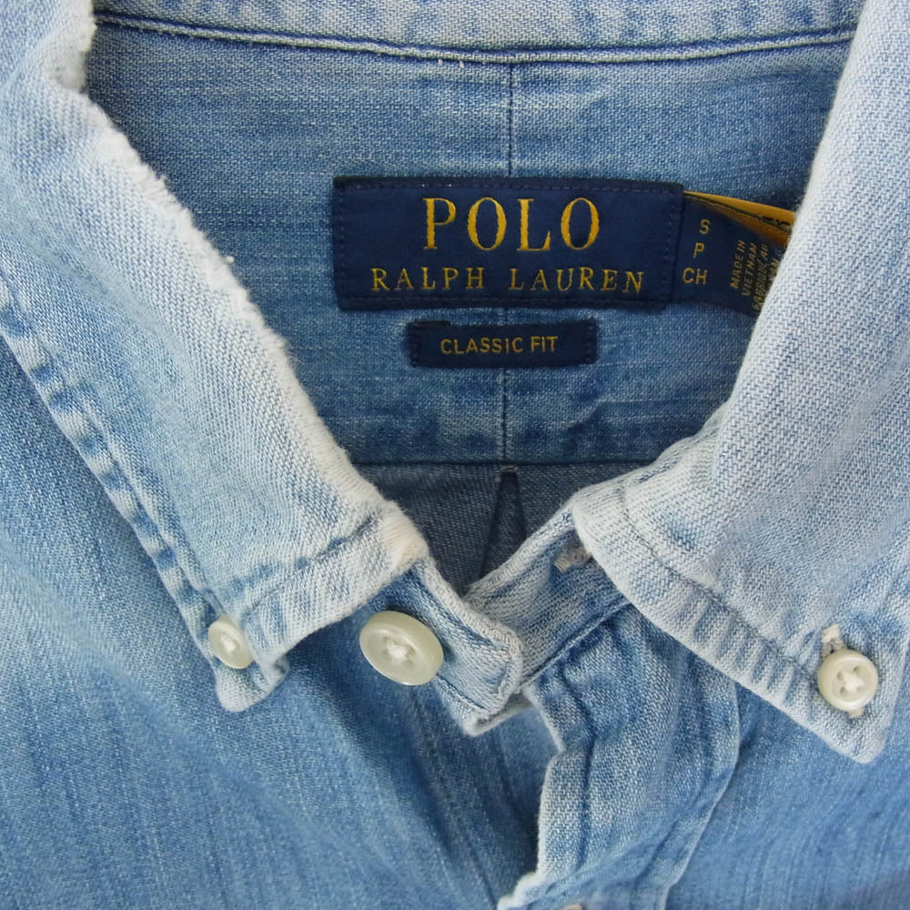 POLO RALPH LAUREN ポロ・ラルフローレン ボタンダウン BD デニム シャツ インディゴブルー系 S【中古】