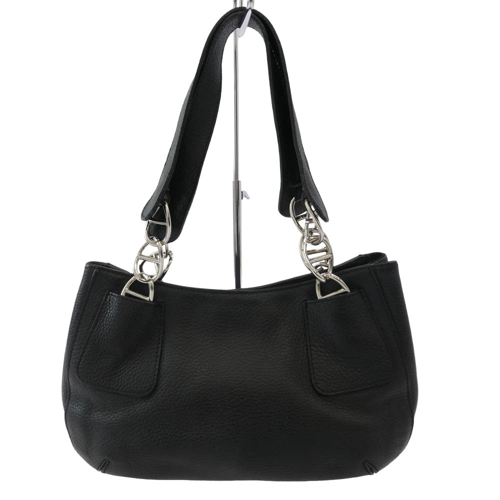 バーニーズニューヨーク 本革 トート ショルダー ハンド バッグ ブラック系【中古】