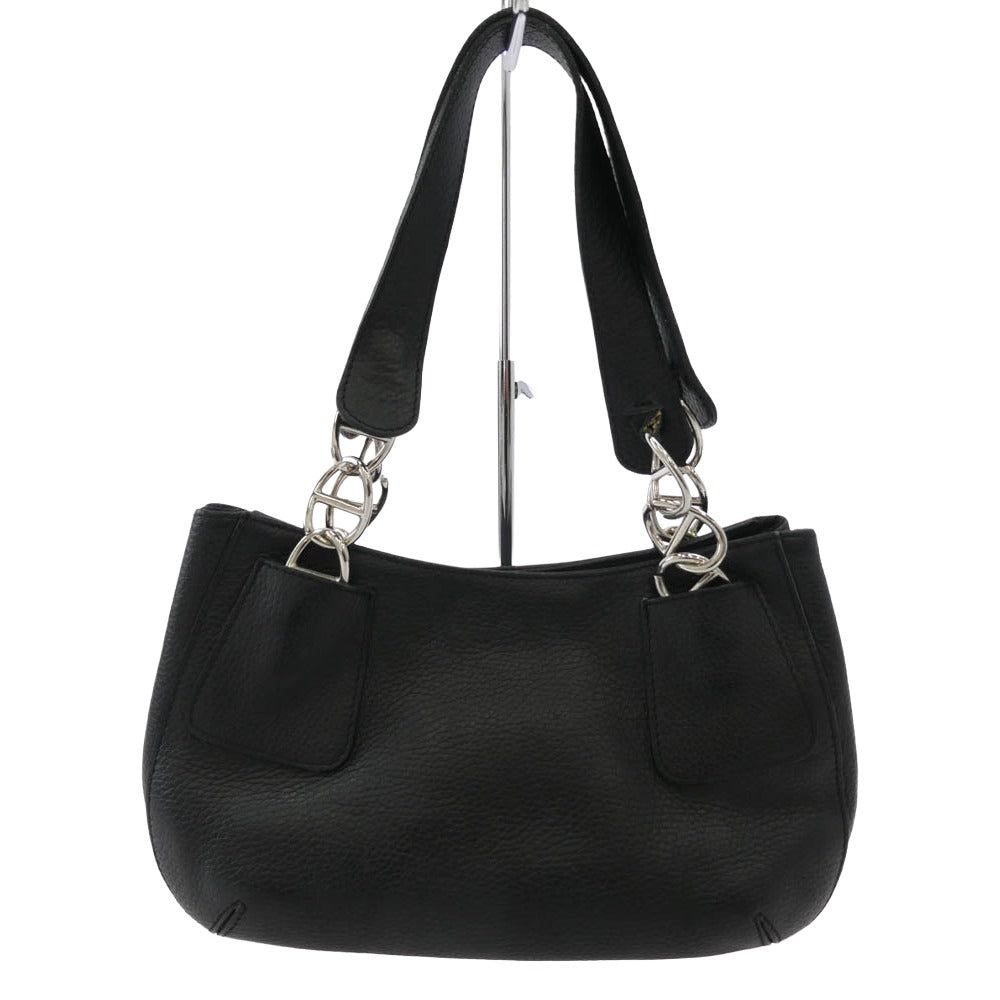 バーニーズニューヨーク 本革 トート ショルダー ハンド バッグ ブラック系【中古】