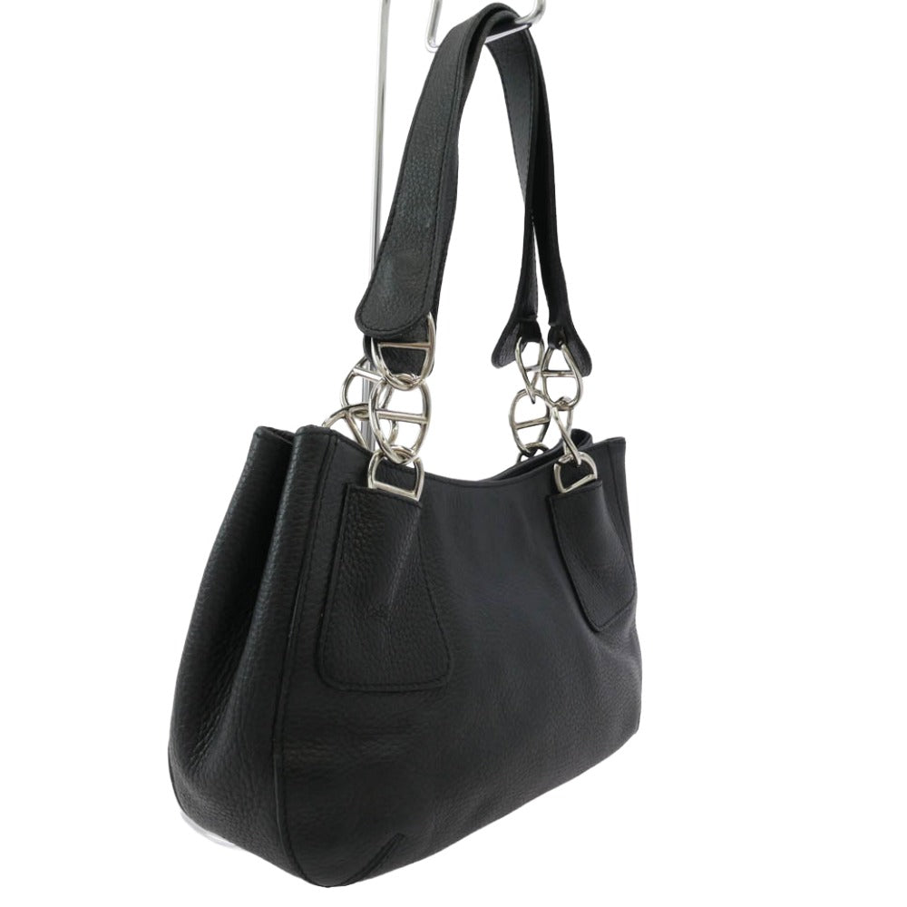 バーニーズニューヨーク 本革 トート ショルダー ハンド バッグ ブラック系【中古】