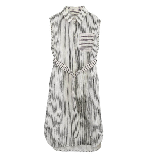 marimekko マリメッコ ノースリーブ ストライプ柄 シャツ ワンピース トップス ブラック系 ホワイト系 38【中古】