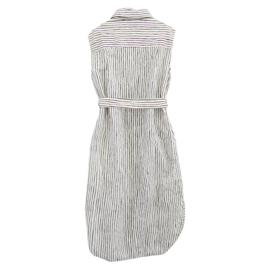 marimekko マリメッコ ノースリーブ ストライプ柄 シャツ ワンピース トップス ブラック系 ホワイト系 38【中古】