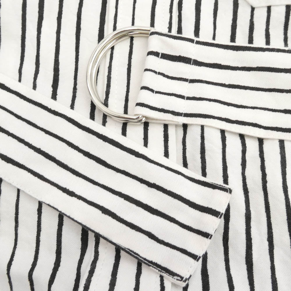 marimekko マリメッコ ノースリーブ ストライプ柄 シャツ ワンピース トップス ブラック系 ホワイト系 38【中古】