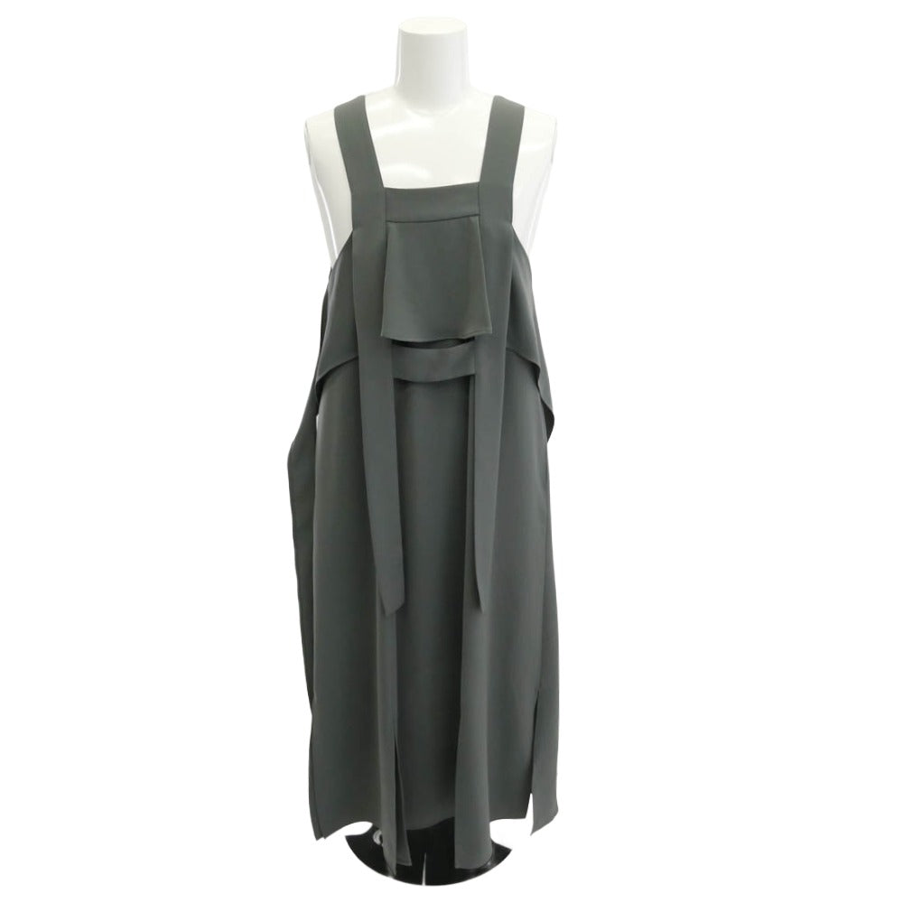 ENFOLD エンフォルド 24SS 300HS231-1880 FLARE SLIT JUMPER-SKIRT フレアスリットジャンパースカート ワンピース モスグリーン系 38【中古】