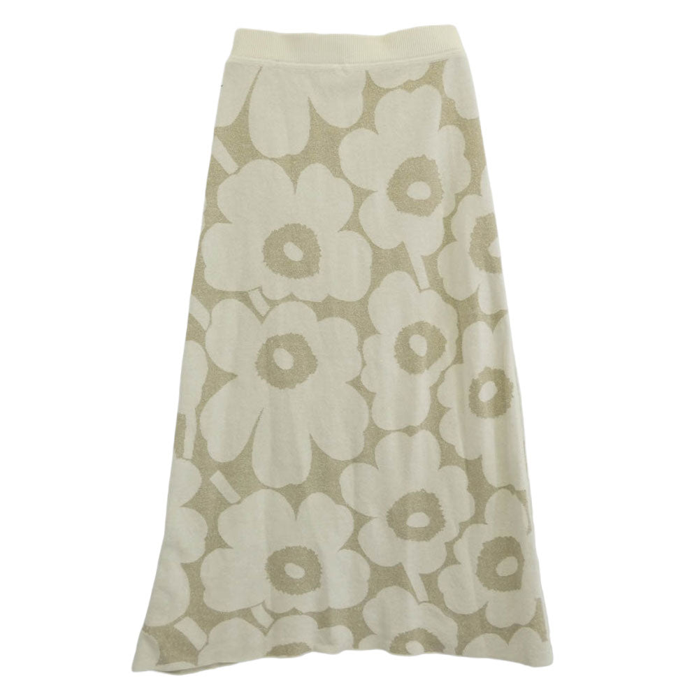 marimekko マリメッコ ウニッコ柄 リネン混 コットン ロングスカート ベージュ系 S【中古】