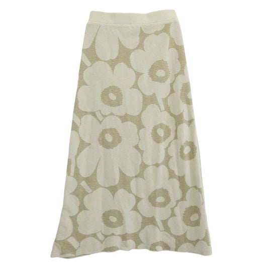 marimekko マリメッコ ウニッコ柄 リネン混 コットン ロングスカート ベージュ系 S【中古】