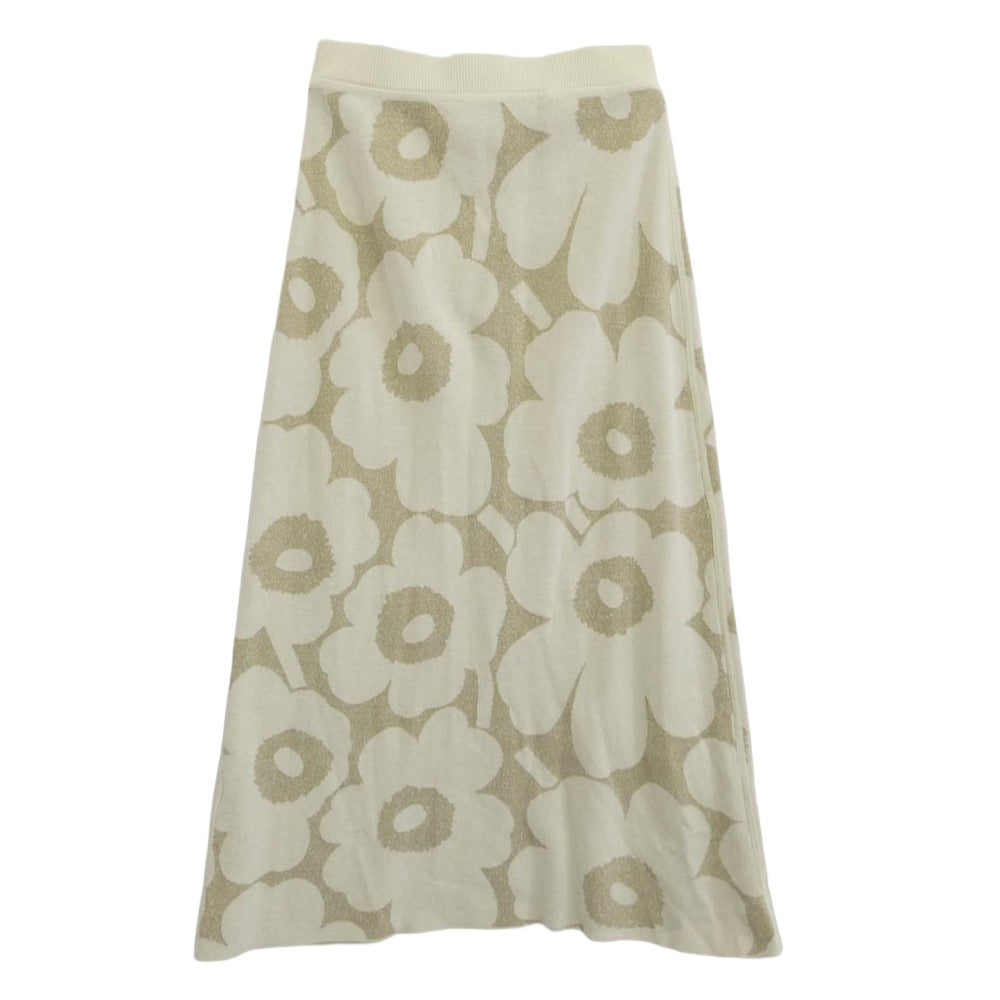 marimekko マリメッコ ウニッコ柄 リネン混 コットン ロングスカート ベージュ系 S【中古】