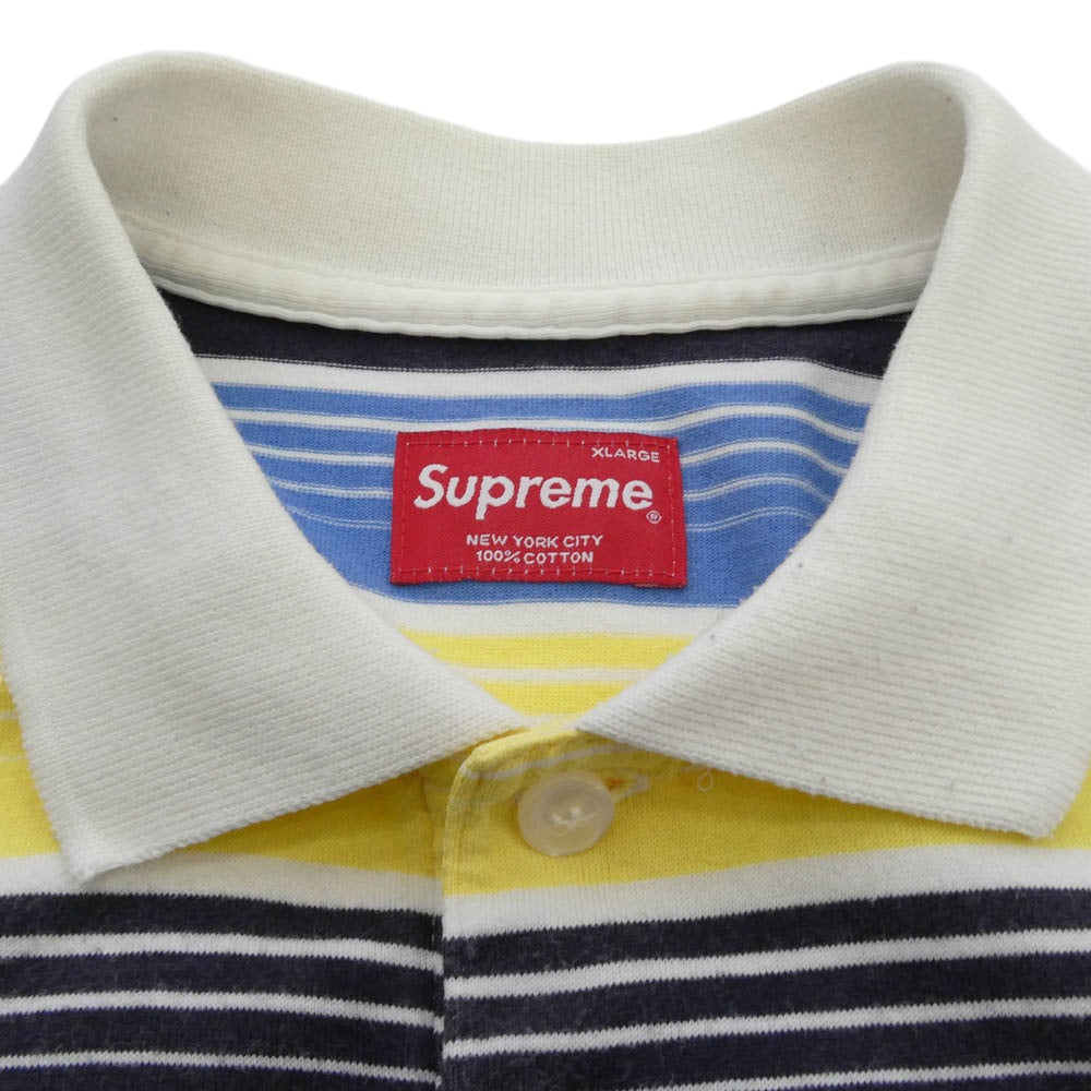 Supreme シュプリーム striped polo s/s ストライプ 半袖 ポロシャツ マルチカラー系 XL【中古】