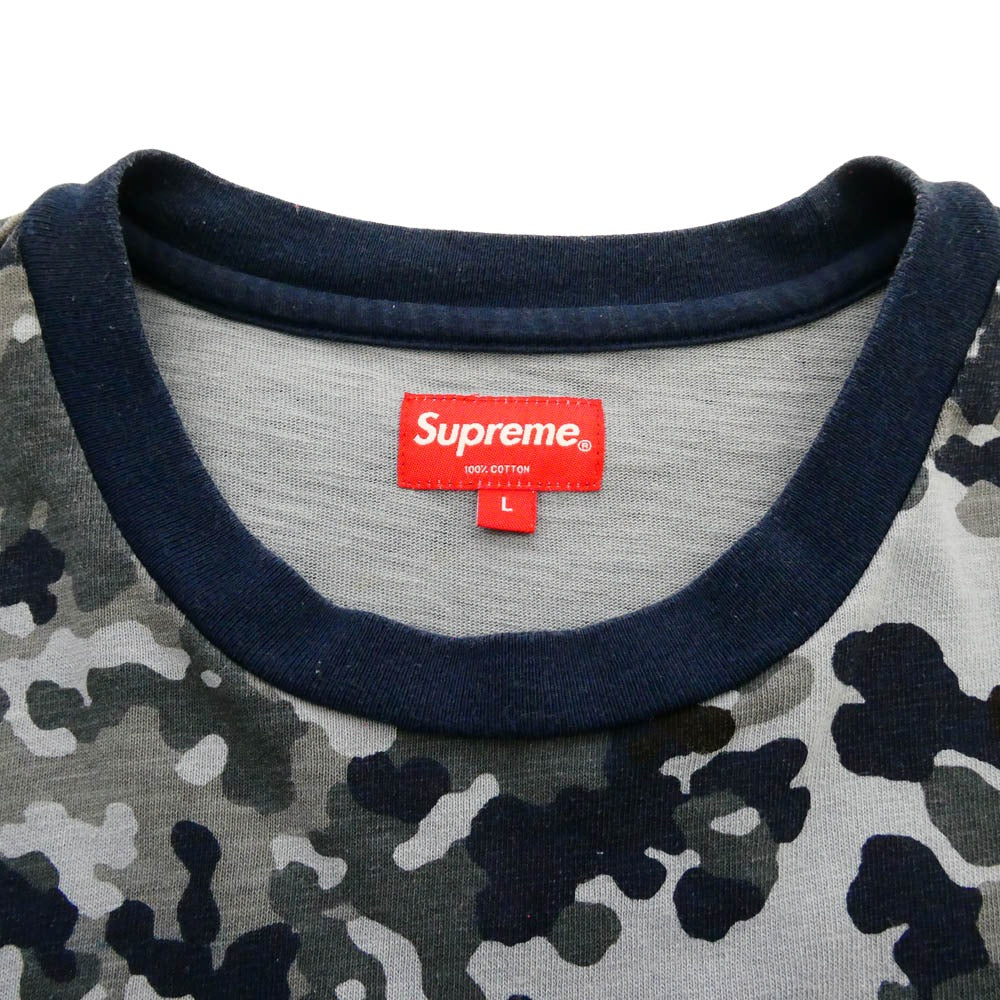 Supreme シュプリーム 19ss Pocket Tee Navy German Camo ポケット Tシャツ カモフラージュ系 L【中古】