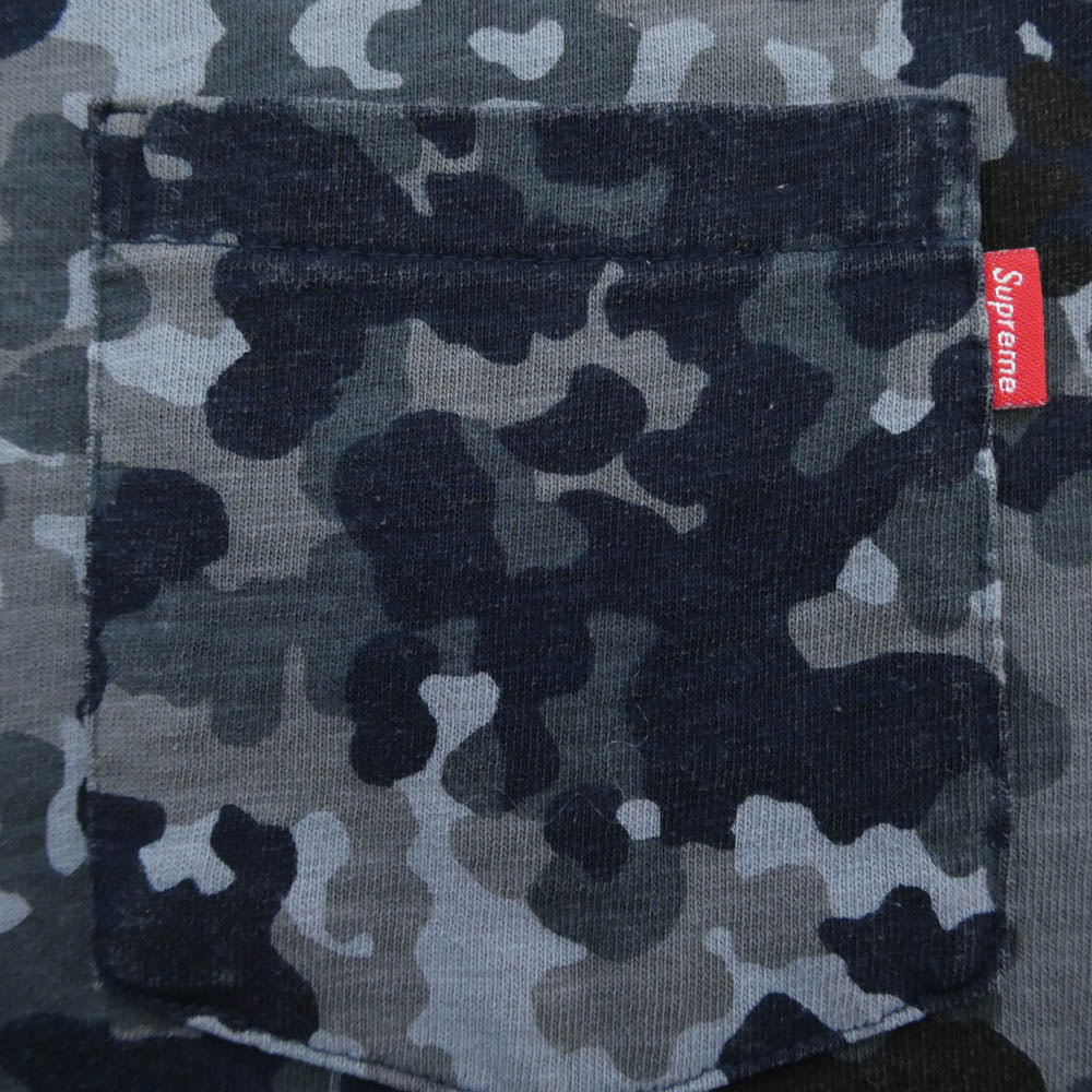 Supreme シュプリーム 19ss Pocket Tee Navy German Camo ポケット Tシャツ カモフラージュ系 L【中古】