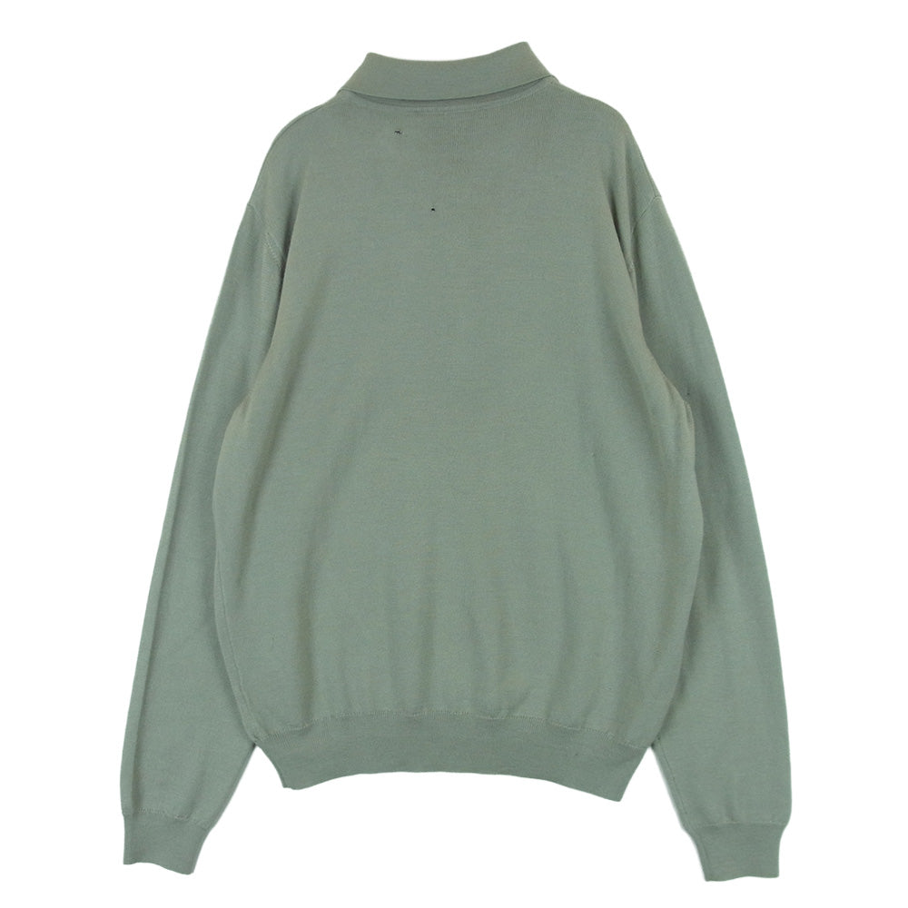 GUCCI グッチ ニット ポロ 長袖 シャツ ウール シルク カシミヤ イタリア製 グレー系 L【中古】