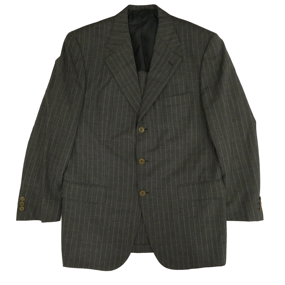 Brioni ブリオーニ PIUMA ストライプ 3ボタンスーツ セットアップ グレー系 EU50 / US40 【中古】
