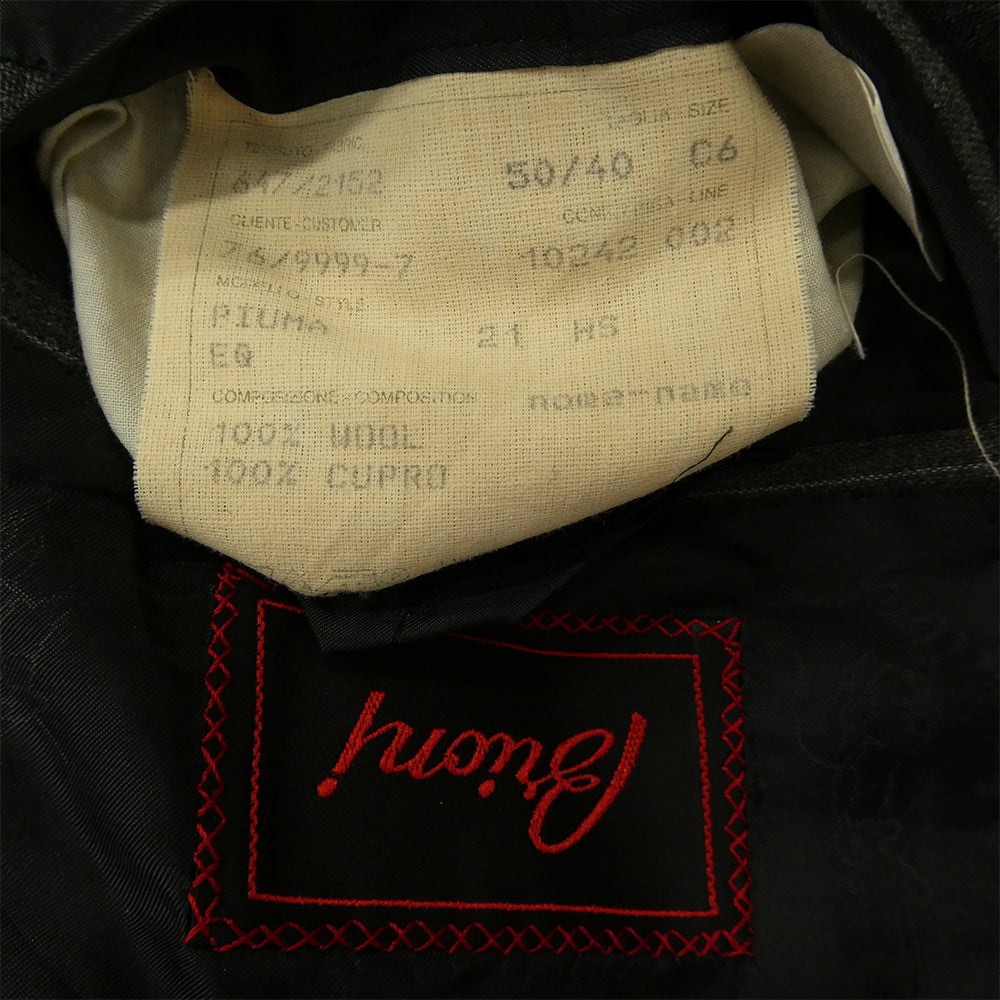 Brioni ブリオーニ PIUMA ストライプ 3ボタンスーツ セットアップ グレー系 EU50 / US40 【中古】