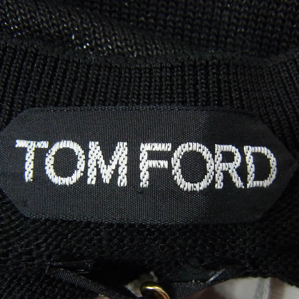 TOM FORD トムフォード TFK110 シルクニット クルーネック セーター ブラック系 48【美品】【中古】