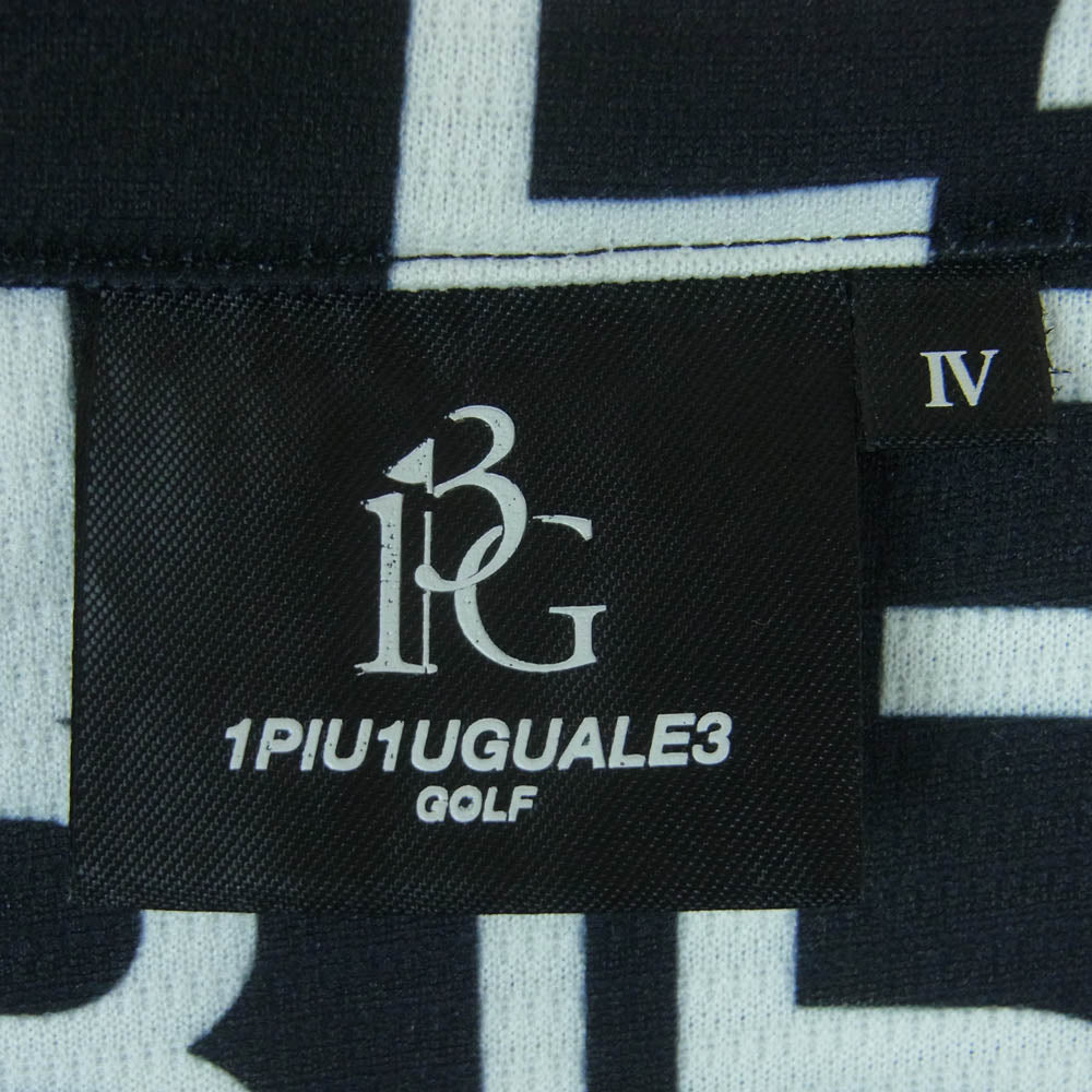 1piu1uguale3 ウノピュウノウグァーレトレ POE321 GRT080 GOLF ゴルフ 総柄 半袖 ポロシャツ ブラック系 ホワイト系 4【中古】