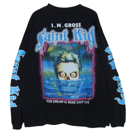 SAINT MICHAEL セントマイケル 23SS SM-A23-0000-C35 The Kid Laroi L/S T-shirt ザ キッド ラロイ 長袖 カットソー Tシャツ ロンT ブラック系 L【中古】