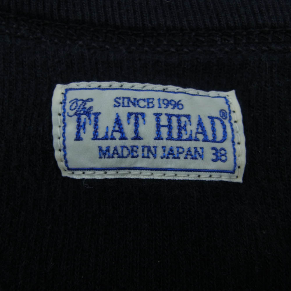 THE FLAT HEAD ザフラットヘッド FN-THLD-003 ショルダーパッド サーマル コットン プリント 長袖 Tシャツ ブラック系 38【中古】
