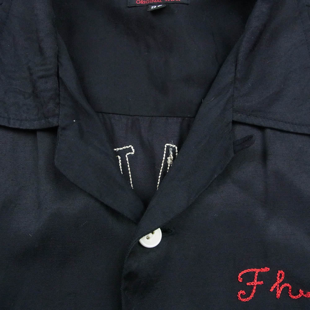 THE FLAT HEAD ザフラットヘッド FN-SRO-008SB ボーリングシャツ 半袖 刺繍 シャツ ブラック系 38【中古】