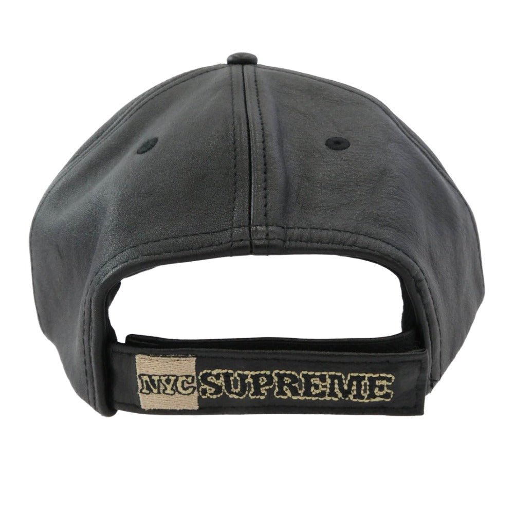 Supreme シュプリーム 25AW New York Leather 6-Panel ニューヨーク レザー 6パネル キャップ 帽子 ブラック系 ゴールド系【美品】【中古】