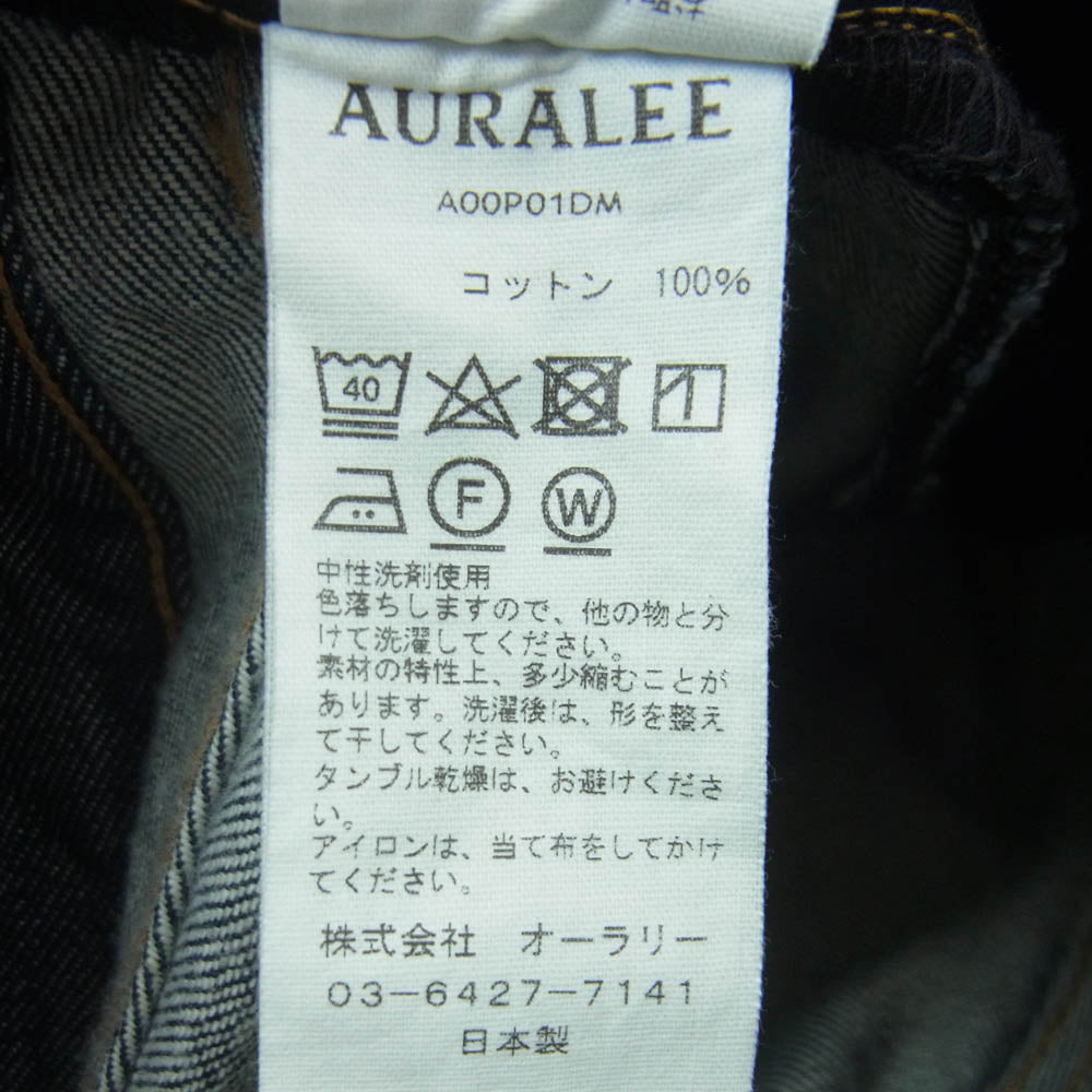 AURALEE オーラリー A00P01DM HARD TWIST DENIM 5P PANTS ハンドツイル デニム パンツ インディゴブルー系 32【中古】