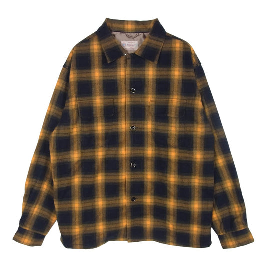TOWNCRAFT タウンクラフト 復刻 オンブレチェック シャツ ブラック系 オレンジ系 40-42【中古】