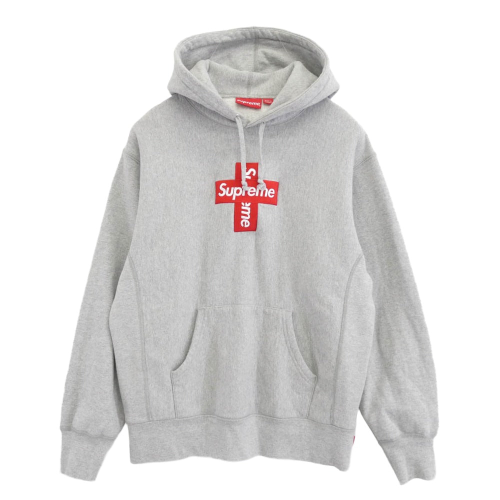 Supreme シュプリーム 20AW Cross Box Logo Hooded Sweatshirt クロス ボックスロゴ フーデッド スウェット シャツ プルオーバー パーカー グレー系 S【中古】
