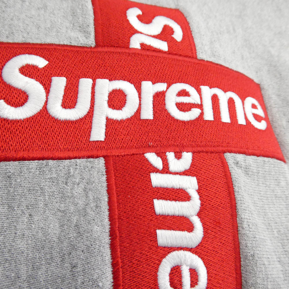 Supreme シュプリーム 20AW Cross Box Logo Hooded Sweatshirt クロス ボックスロゴ フーデッド スウェット シャツ プルオーバー パーカー グレー系 S【中古】