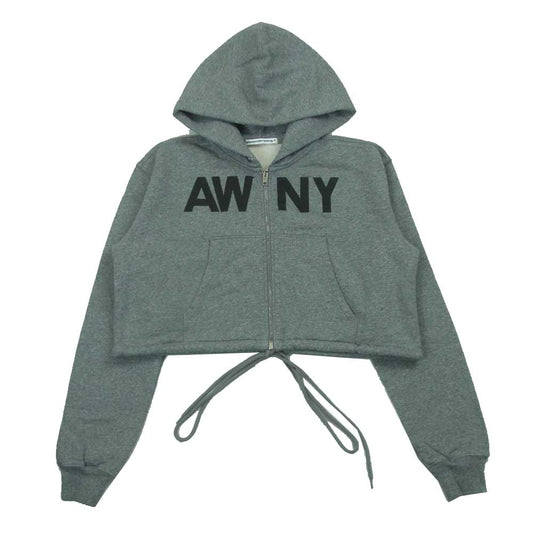 Alexander Wang アレキサンダーワン 4CC2251553 Graphic Deconstructed Cropped Hoodie デコンストラクト クロップド ジップ フーディー パーカー グレー系 XS【中古】