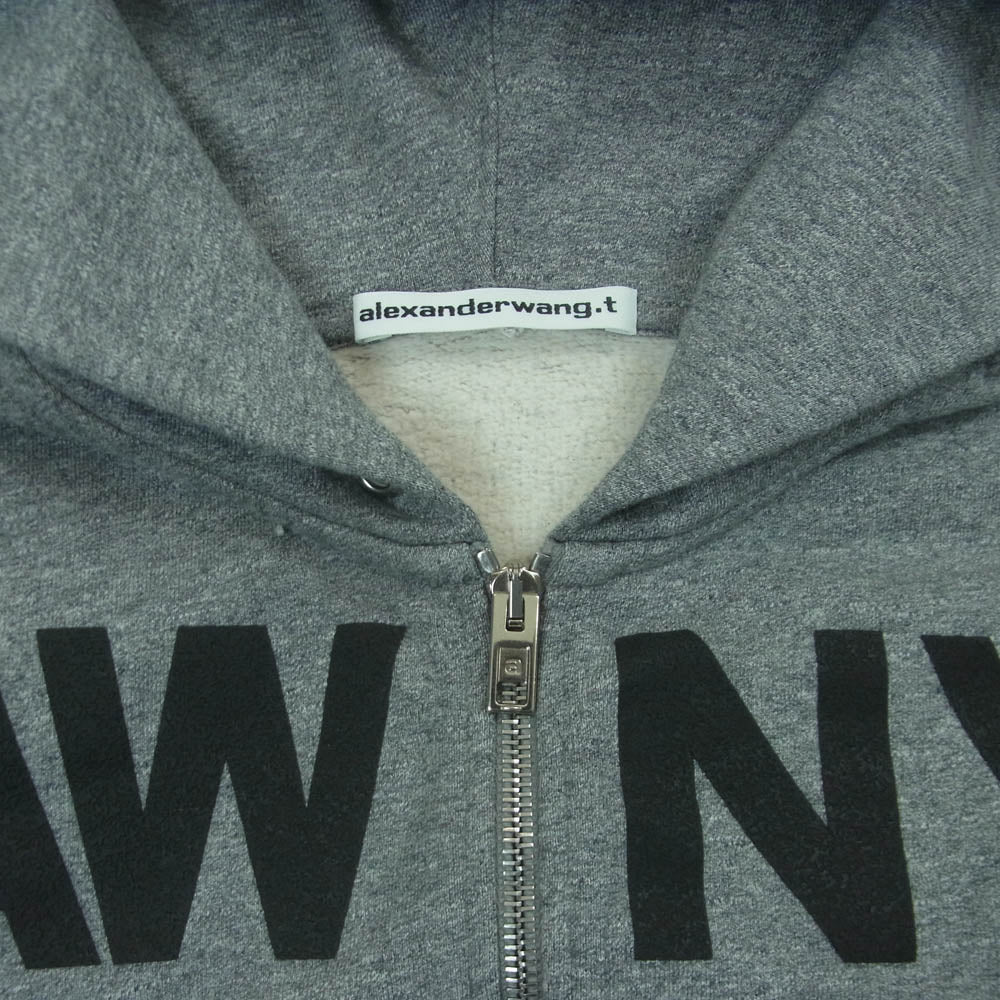 Alexander Wang アレキサンダーワン 4CC2251553 Graphic Deconstructed Cropped Hoodie デコンストラクト クロップド ジップ フーディー パーカー グレー系 XS【中古】