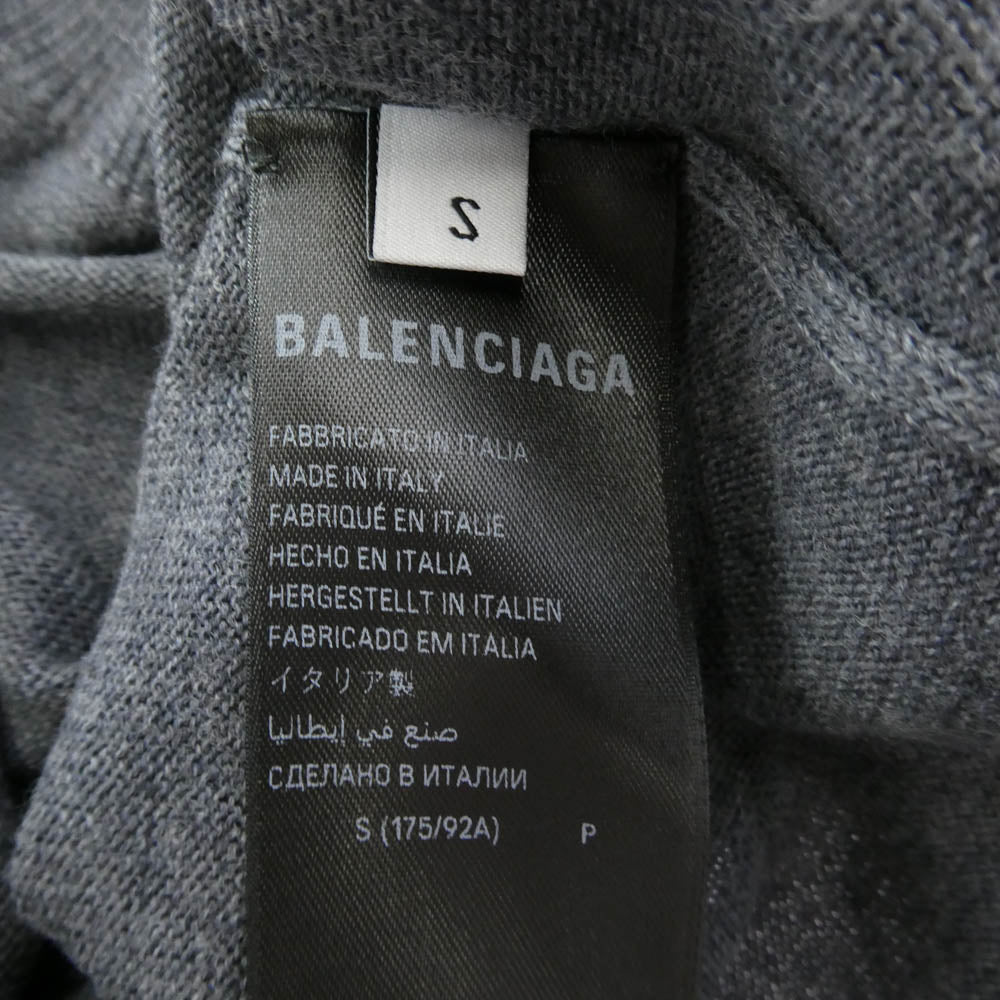 BALENCIAGA バレンシアガ 849966 T1756 2025 GARDEROBE ジャージー ウール ニット ポロシャツ グレー系 S【中古】