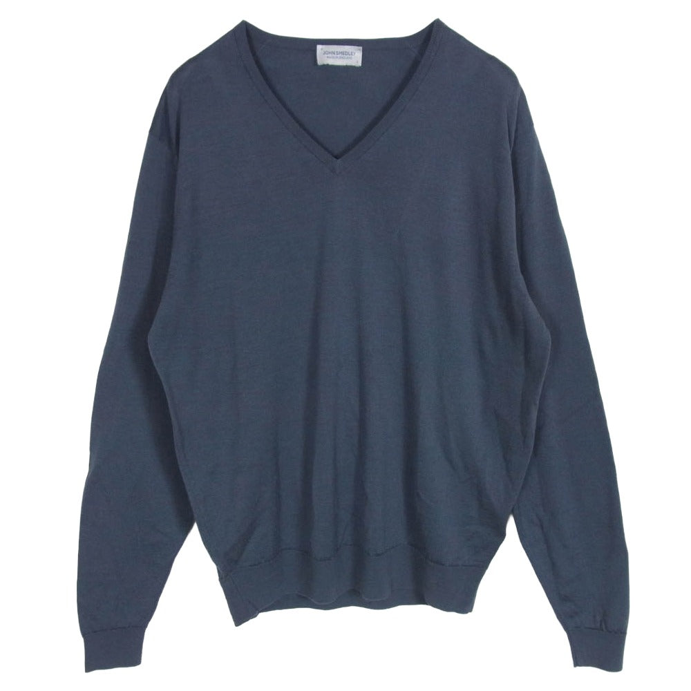 JOHN SMEDLEY ジョンスメドレー メリノウール 30G Vネック ニット ダークグレー系 L【中古】