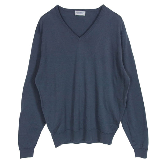 JOHN SMEDLEY ジョンスメドレー メリノウール 30G Vネック ニット ダークグレー系 L【中古】