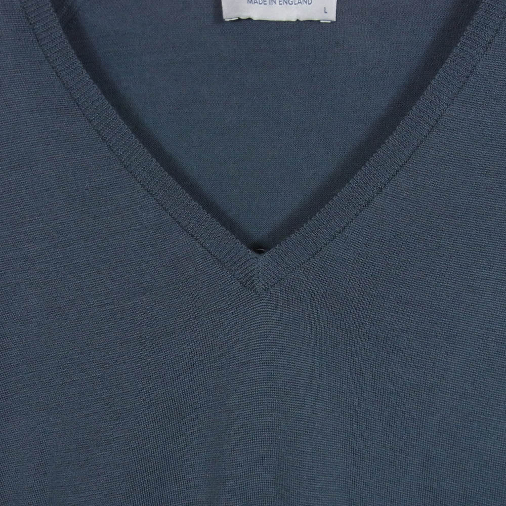 JOHN SMEDLEY ジョンスメドレー メリノウール 30G Vネック ニット ダークグレー系 L【中古】