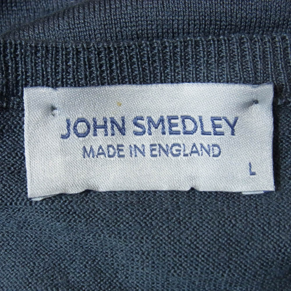 JOHN SMEDLEY ジョンスメドレー メリノウール 30G Vネック ニット ダークグレー系 L【中古】