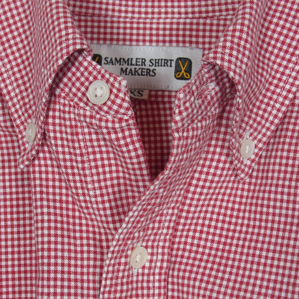 ザムラーシャツメイカーズ 長袖 ボタンダウン ギンガムチェック シャツ レッド系 XS【中古】