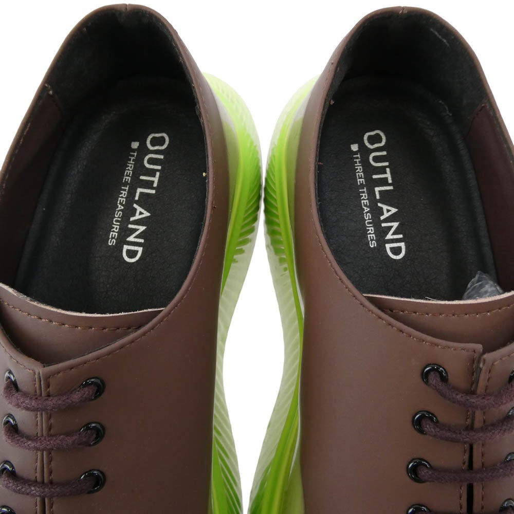アウトランド Liver shoes Matt Brown Lime DIP スニーカー ブラウン系 ライトグリーン系 25cm【中古】