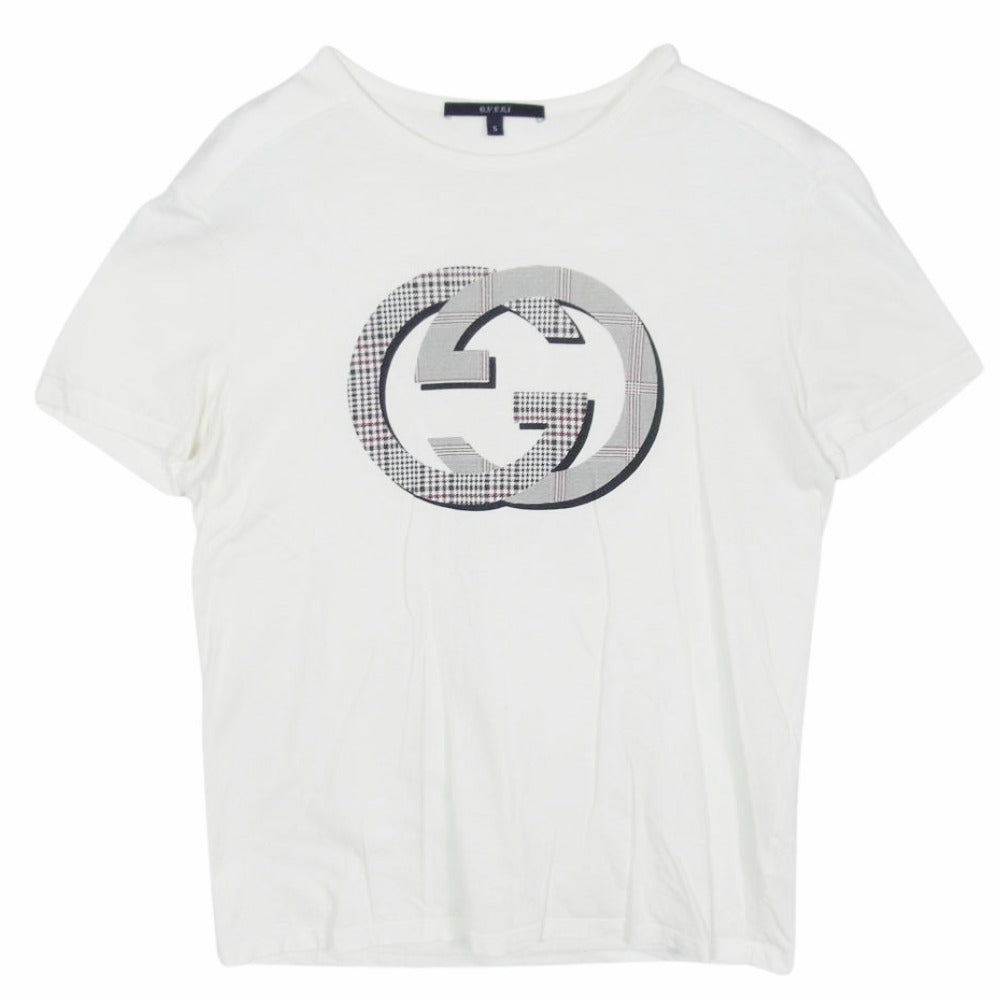 GUCCI グッチ 287689 X3719 インターロッキング GGロゴ チェック柄 Tシャツ 半袖カットソー ホワイト系 S【中古】