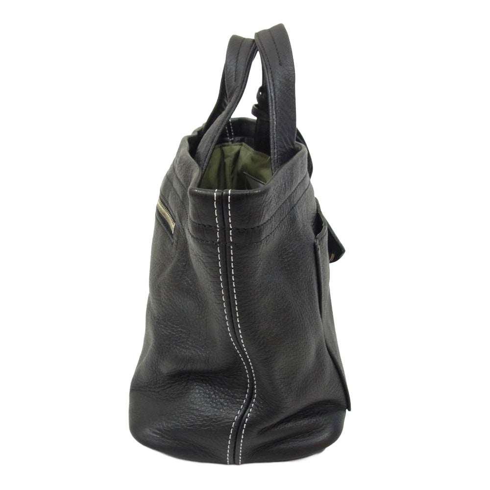 aniary アニアリ クロッシングレザー ミニトート トート バッグ ブラック系【極上美品】【中古】