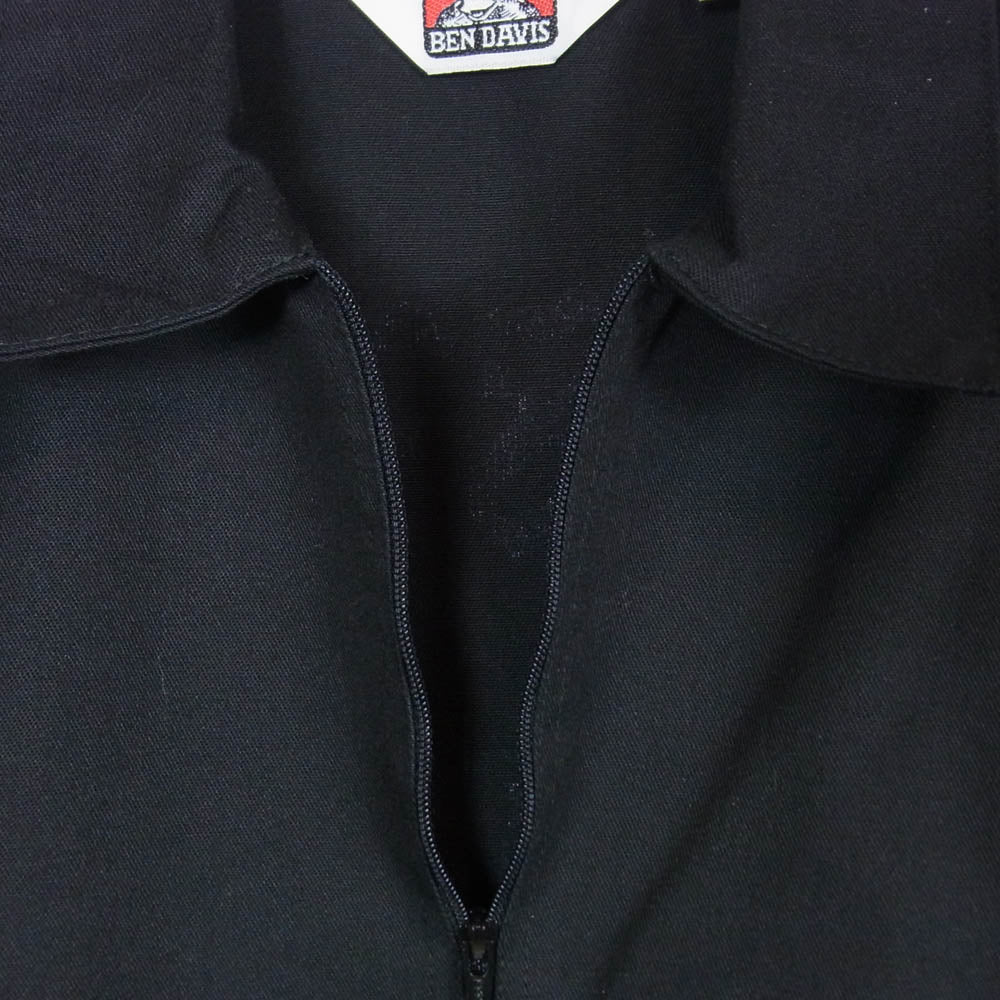BEN DAVIS ベンデイビス 90s USAS製 question marks the store プリント ハーフジップ 半袖 ワーク シャツ ブラック系 M【中古】