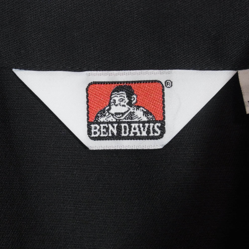 BEN DAVIS ベンデイビス 90s USAS製 question marks the store プリント ハーフジップ 半袖 ワーク シャツ ブラック系 M【中古】