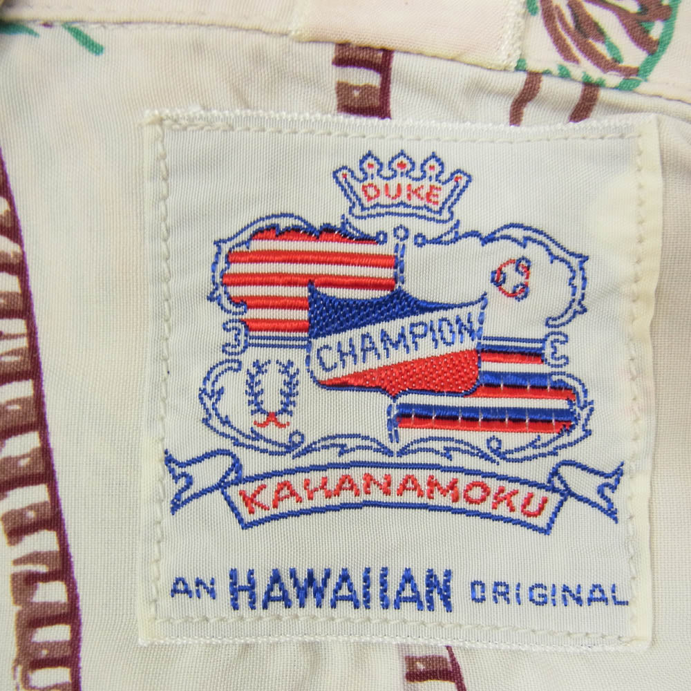 SUN SURF サンサーフ DK36202 DUKE KAHANAMOKU デュークカハナモク SP スペシャル COCONUT PALMS & DIAMOND HEAD アロハ ハワイアン 半袖 シャツ ホワイト系 L【中古】