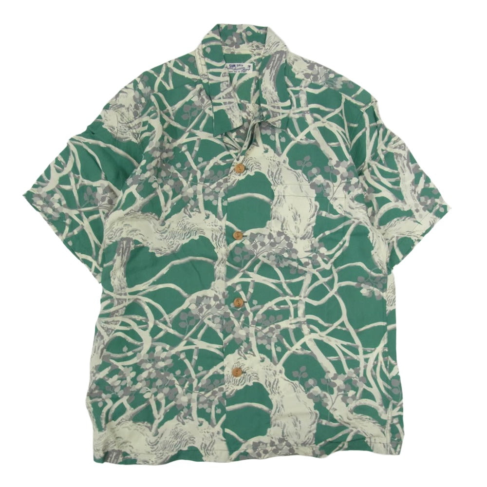 SUN SURF サンサーフ SS36018 BANYAN TREE バニアンツリー アロハ ハワイアン 半袖 シャツ グリーン系 M【中古】