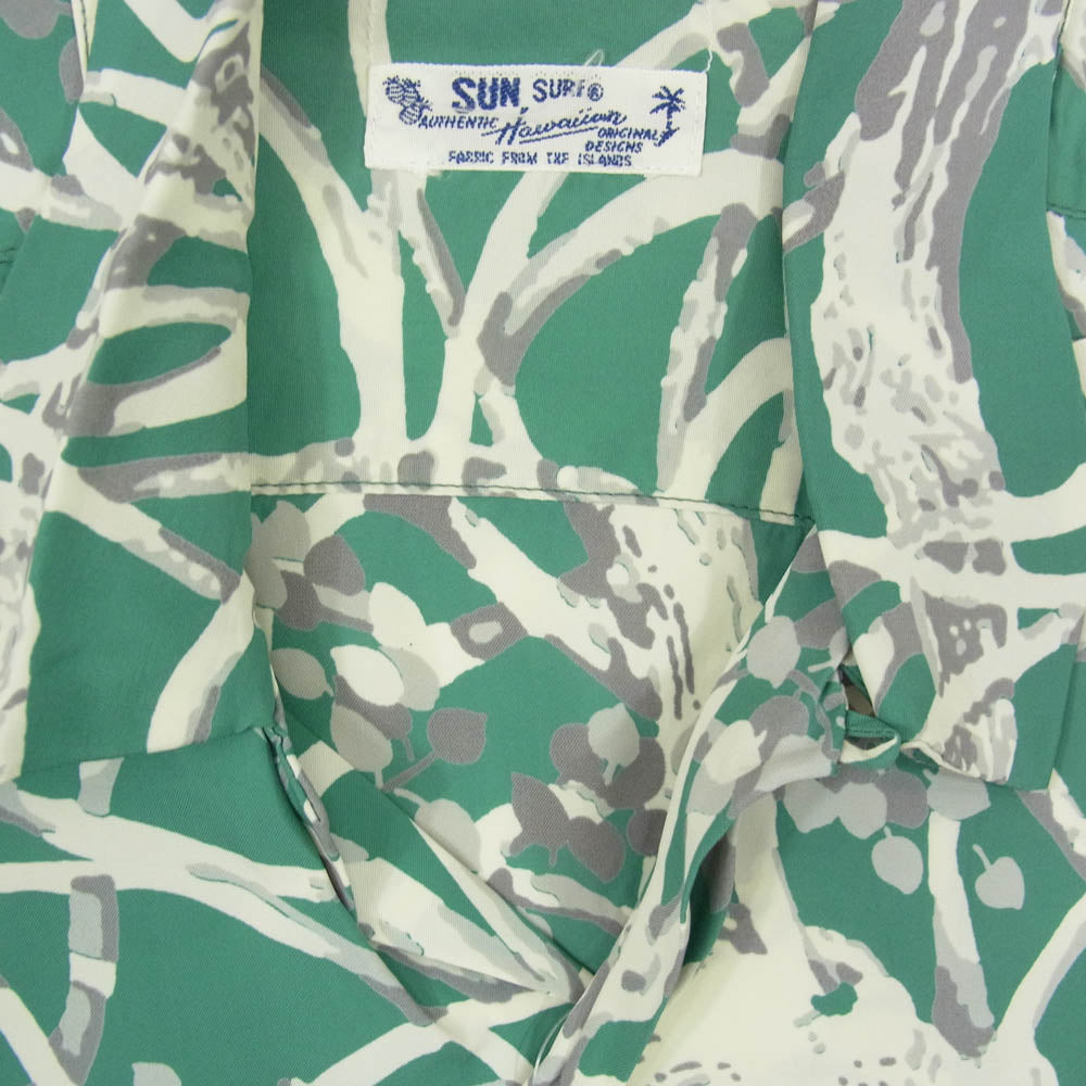 SUN SURF サンサーフ SS36018 BANYAN TREE バニアンツリー アロハ ハワイアン 半袖 シャツ グリーン系 M【中古】