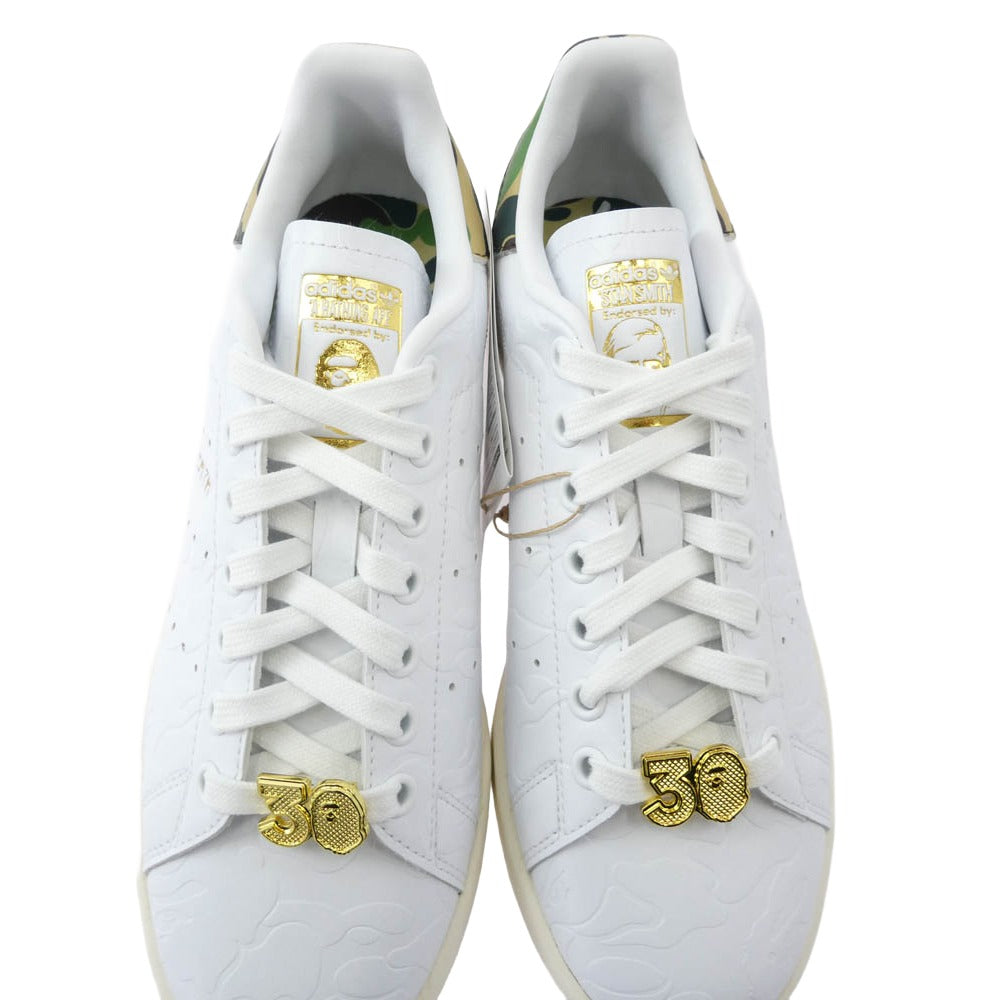 adidas アディダス A BATHING APE アベイシングエイプ 23AW IG1115 Stan Smith 30th Anniversary スタンスミス 30周年 アニバーサリー スニーカー ホワイト系 カモフラージュ系 23.5cm【新古品】【未使用】【中古】