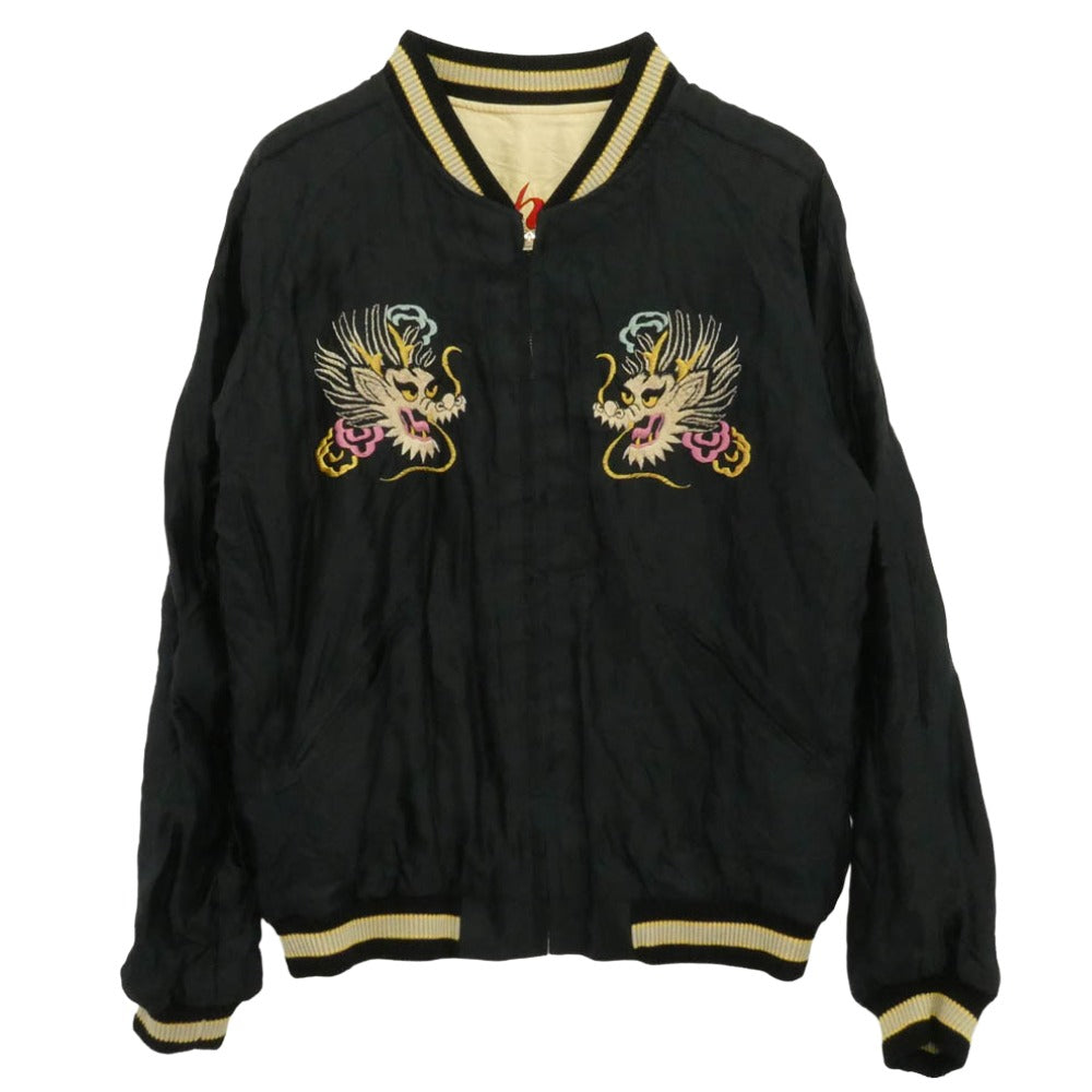 TAILOR TOYO テイラー東洋 TT15273 RED TIGER × GOLD DRAGON 赤虎 金龍 リバーシブル アセテート スカジャン スーベニア ジャケット ブラック系 ライトイエロー系 L【中古】